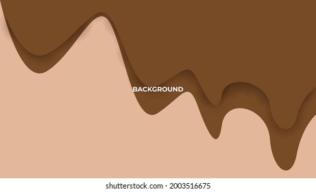 Dripping Melted Isolated Chocolates. Paper Style Realistic 3D Vector Illustration of Liquid Chocolate Cream or Syrup