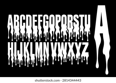 Dripping Melting Liquid Font Alphabet Set for Creative Graphic Design and Urban Style Typography Art