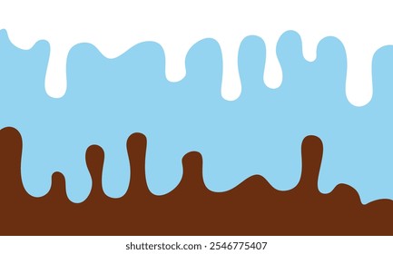 dripping milk and chocolate will mix. milk vector. Dripping milk and chocolate background with space for text, isolated flat vector illustration. background