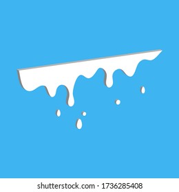 Dripping milk flows down. Dripping liquid. Fluid fluid. Spilling paint. Falling paint. Fluid oil stain. Abstract, liquid drops of ink. Milk products 3d. Vector illustration