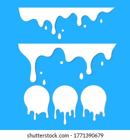 Dripping milk flows down. Vector illustration