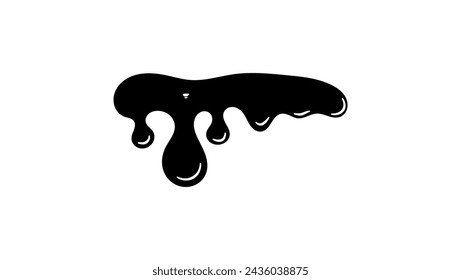 Dripping oil stain, black isolated silhouette