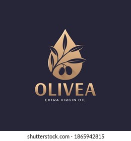 Dripping olive branch oil logo template