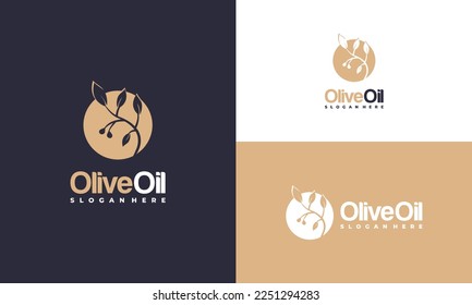 Dripping Olive Oil Logo designs concept vector