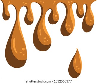 Dripping Ooze Liquid Cartoon Splatters in Brown 