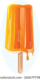 Dripping Orange Creamsicle – Detailed Summer Popsicle Illustration