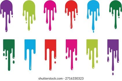 Goteo de manchas de pintura y rayas en múltiples colores