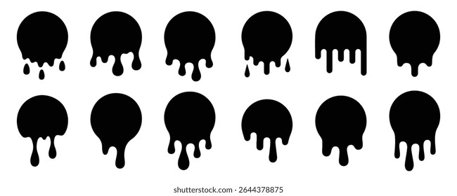 Dripping paint circles abstract design elements vector illustration on white background