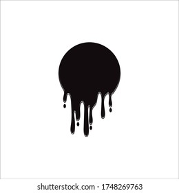 Dripping paint icon logo. Current liquid. Paint flows. Melted circle logo. Current paint  stains. Current inks.