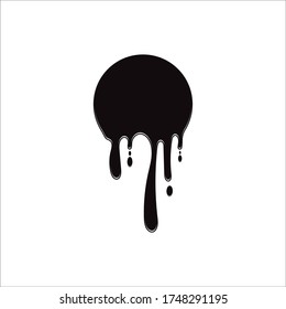 Dripping paint icon logo. Current liquid. Paint flows. Melted circle logo. Current paint  stains. Current inks.