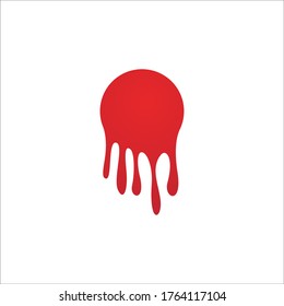 Dripping paint icon logo. Current liquid. Paint flows. Melted circle logo. Current paint stains. Current inks