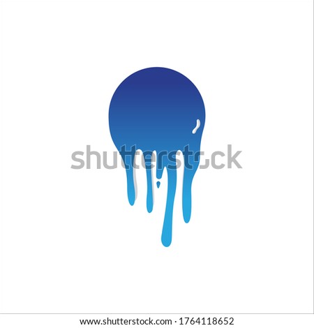 Dripping paint icon logo. Current liquid. Paint flows. Melted circle logo. Current paint stains. Current inks