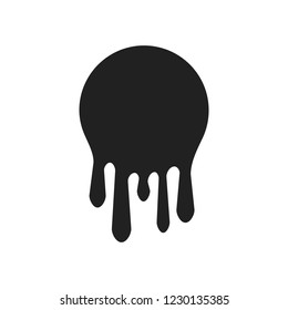 Dripping paint icon set. Current liquid. Paint flows. Melted circle logo. Current stains and inks. Vector illustration.
