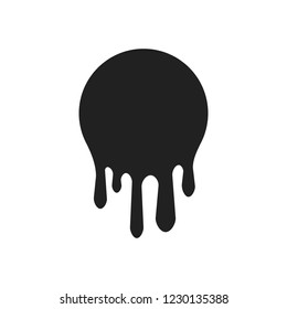 Dripping paint icon set. Current liquid. Paint flows. Melted circle logo. Current stains and inks. Vector illustration.
