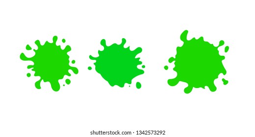Dripping paint icon set. Current liquid. Paint flows. Melted circle logo. Current paint, stains. Current inks. green ink. vector illustration
