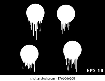 Icono de pintura goteo conjunto de corrientes de pintura líquida corrientes de pintura derretida de círculo logo manchas de pintura de corriente. Pintar iconos redondos yogur o leche fluyendo hacia abajo elementos de diseño.