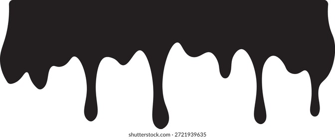 Dripping Paint and Liquid Flow – Ink, Chocolate, Oil, and Molten Drops. Paint flows. Current paint, stains. Current drops. Stylized graphics with dripping black paint in black on transparent background