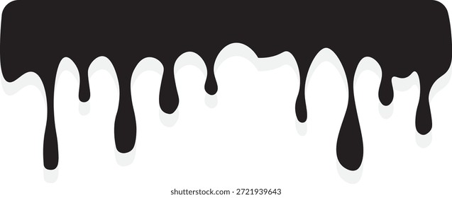 Dripping Paint and Liquid Flow – Ink, Chocolate, Oil, and Molten Drops. Paint flows. Current paint, stains. Current drops. Stylized graphics with dripping black paint in black on transparent background