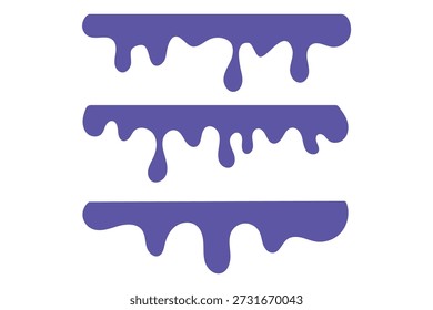 Tropffarbe und Flüssigkeitsfluss - Tinte, Schokolade, Öl und geschmolzene Tropfen. Die Farbe fließt. Aktuelle Farbe, Flecken. Der Strom sinkt. Stilisierte Grafiken mit tropfender schwarzer Farbe in Schwarz auf transparentem Hintergrund
