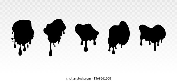 Dripping paint, liquid stains. Set of dripping circle paint. Current liquid. Paint flows