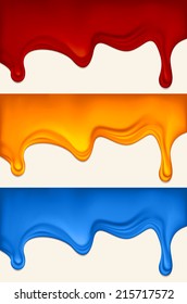 The dripping paint on a light surface. Paint of different color. EPS-10. Used mesh gradient and transparency.