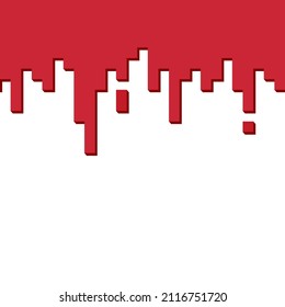 Dripping paint in a pixelated design. Illustration of flowing blood.