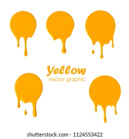 Dripping paint round icons. Current circle. Current yellow yolk logo.