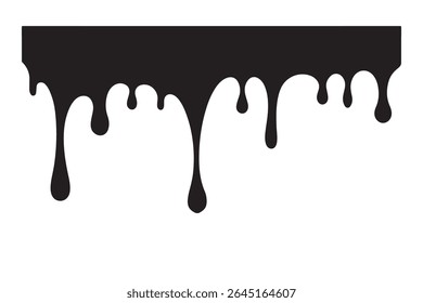 Dripping Paint Silhouette Vector – Black Paint Drip and Splash Symbol Illustration