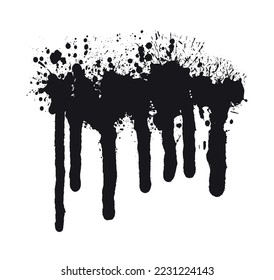 Dripping paint splashes. Liquid ink splash shape. Vector paint black splatters.