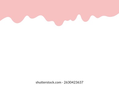 Gelo líquido rosa pingando, caramelo, xarope em um fundo branco, ilustração de vetor de desenhos animados, design plano. Elemento decorativo para decoração, etiquetas, capas com um lugar para texto. Curvas, quedas 