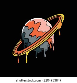 Dripping Planet Streetwear Cartoon Illustration