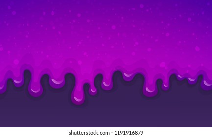 Dripping purple glitter slime on violet background. Vector illustration.