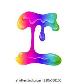 Dripping rainbow slime. Children toy. Vector illustration flowing paint, slime, snot, chewing gum, liquid.