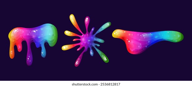 Ilustração gotejando arco-íris lodo com cores vibrantes. Arco-íris splash coleção em um fundo transparente. Ótimo para adicionar brincalhões, com aparência tóxica e efeitos líquidos às suas ilustrações.