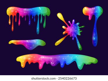 Ilustração gotejando arco-íris lodo com cores vibrantes. Arco-íris splash coleção em um fundo transparente. Ótimo para adicionar brincalhões, com aparência tóxica e efeitos líquidos às suas ilustrações.