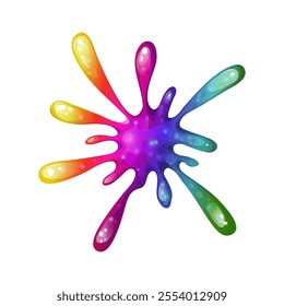 Dripping rainbow slime illustration with vibrant colors. Rainbow splash collection on a transparent background. Great for adding playful, toxic-looking splats and liquid effects to your illustrations.