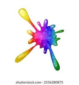 Dripping rainbow slime illustration with vibrant colors. Rainbow splash collection on a transparent background. Great for adding playful, toxic-looking splats and liquid effects to your illustrations.