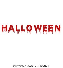 Dripping red Halloween text with a spooky, horror themed style on a white background.

