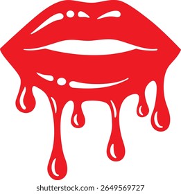 Dripping Red Lips Vector Illustration - Bold and Stylish Design

