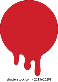 Dripping Red Paint Circle. Blank Decorative Logo