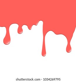 
Dripping red paint. Dripping liquid. Fluid fluid. Spilling paint. Falling paint. Fluid oil stain. Abstract, liquid drops of ink. Vector illustration.