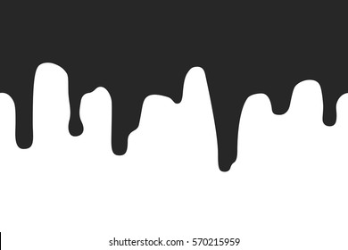 Dripping seamless border. Repeatable illustration of black paint flow down