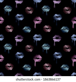 Dripping Shining Lips Seamless Pattern