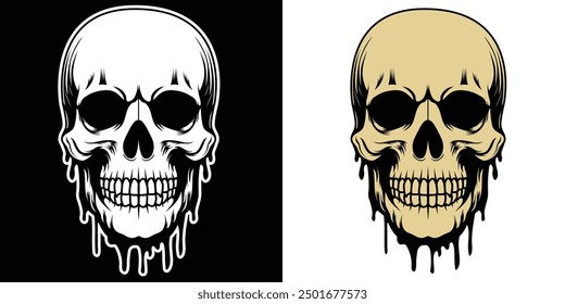 Dripping skull vector illustration. Dripping skull silhouette