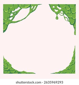 Gotejamento de lodo, quadro de blob, cantos bons pixel arte set.Green creepy gelatinous gotas borda 8 bits. Desenvolvimento de jogos, aplicativo móvel. Ilustração isolada de vetor.
