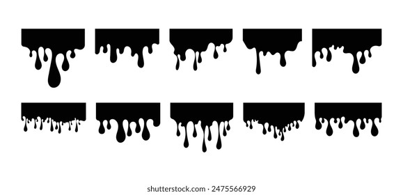 dripping slime liquid paint collection element from top vector illustration