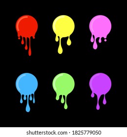 Dripping slime. dripping splodges of slime. Paint Splashes Flat style