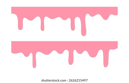 dripping strawberry texture background set. pink liquid melt. Bakery background. Banner seamless pattern.