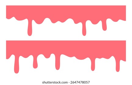 Dripping strawberry texture background set. pink fluid background. Banner seamless pattern.	