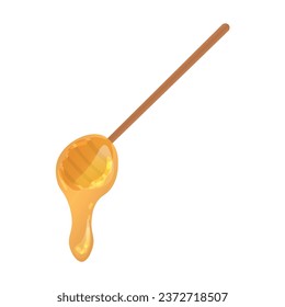 Dripping sweet honey with dipper on white background